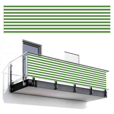 MuchoWow Balkonsichtschutz Muster - Streifen - Grün- Hell (1-St) Sichtschutz Terrasse Balkon, Windschutz, 300x75 cm