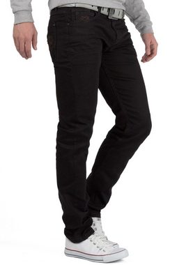 Cipo & Baxx Slim-fit-Jeans Herren Hose BA-CD319A W36/L32 (1-tlg) in Schwarz mit dicken Nähten