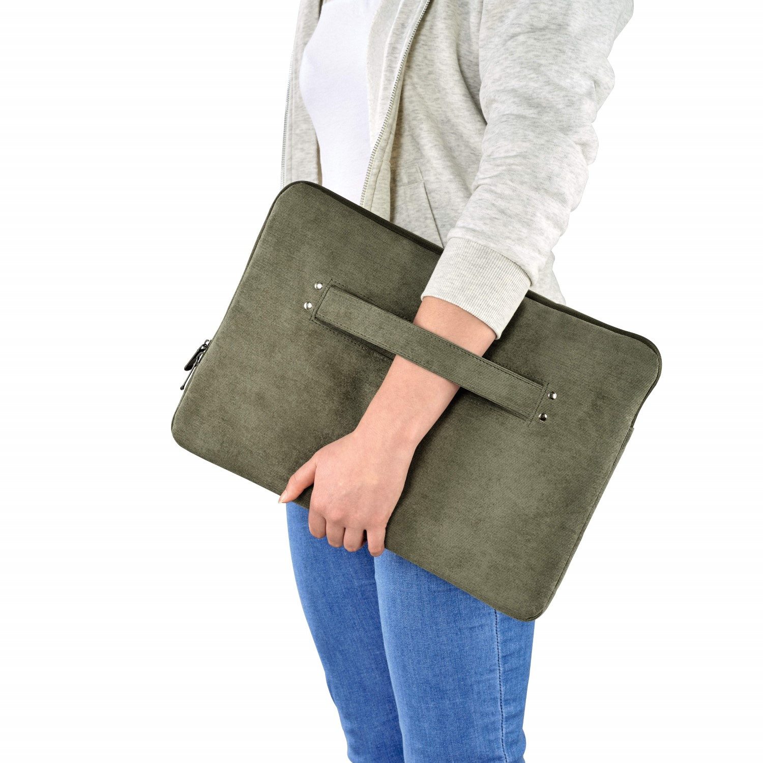 Hama Tablet-Hülle Notebook-Tasche Schutz-Hülle Cali 15" Oliv, Sleeve Cover Laptop passend für 15" 15,4" 15,6" Zoll