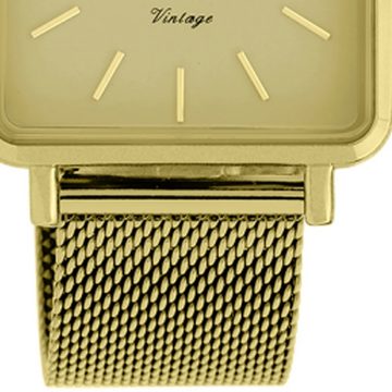 OOZOO Quarzuhr Oozoo Damen Armbanduhr gold Analog, (Analoguhr), Damenuhr eckig, klein (ca. 29mm) Edelstahlarmband, Fashion-Style