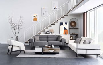 JVmoebel Wohnzimmer-Set Wohnzimmer Set Besteht aus 2x Sofas + Sessel und Couchtisch 4tlg, (4-St., Sofagarnitur 3+3+1+couchtisch), Made in Europa