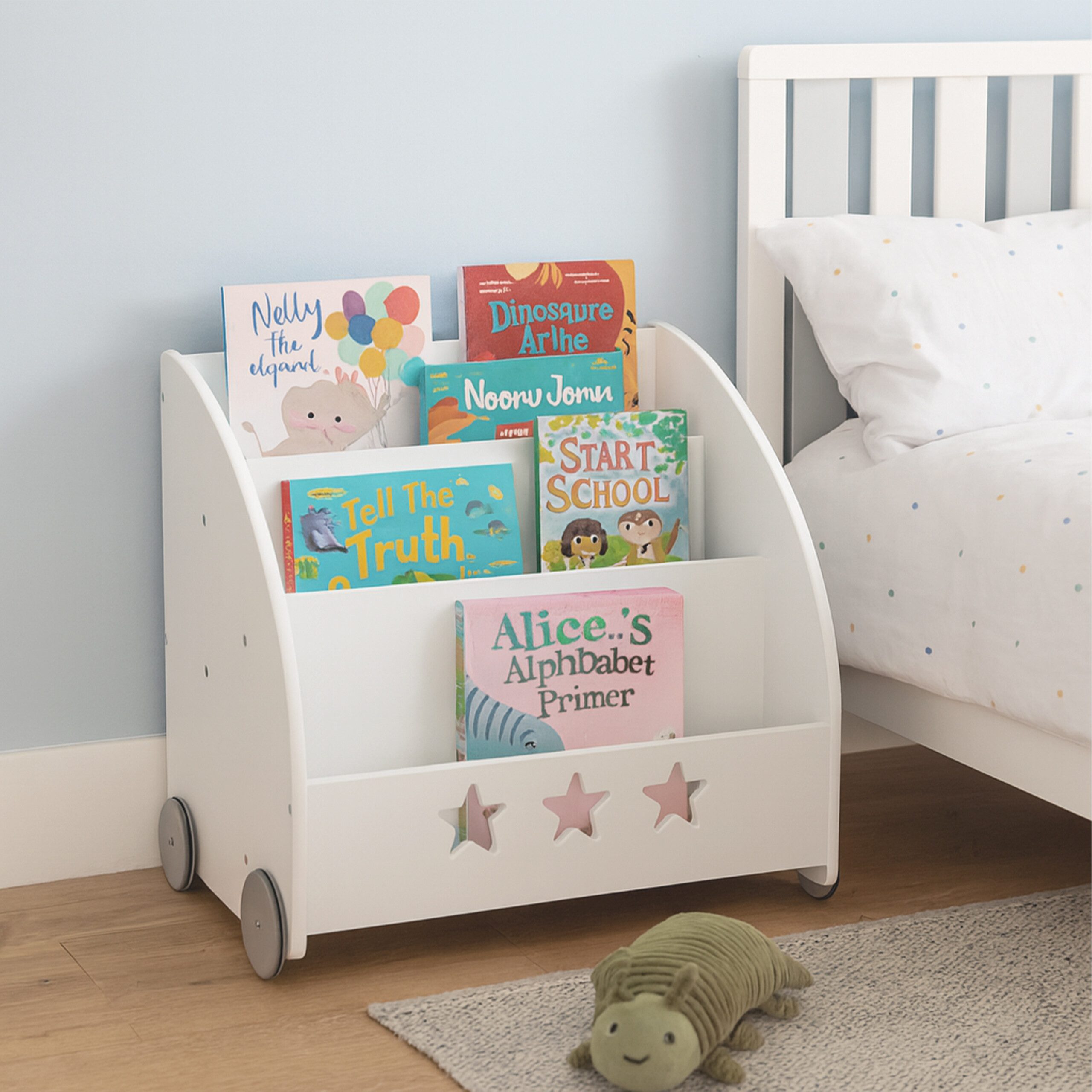 relaxdays Kinderregal Bücherregal für Kinder fahrbar, günstig online kaufen