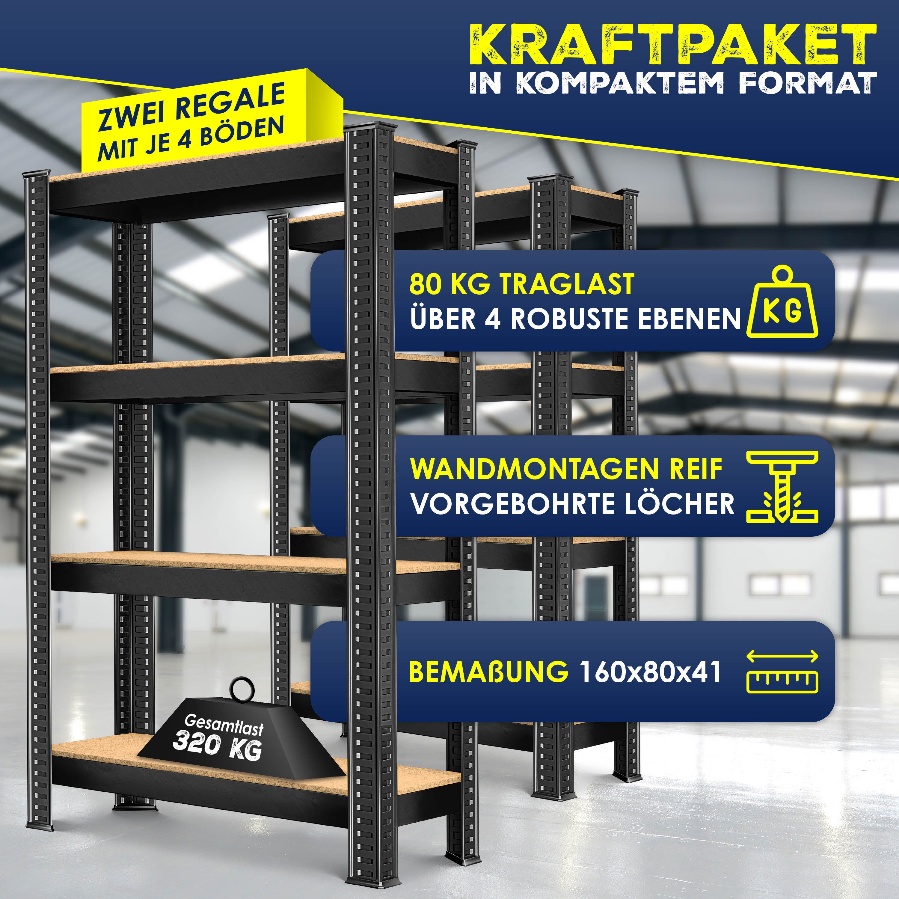 MASKO Schwerlastregal, 2er-Set Lagerregal Schwerlastregal, Kellerregal günstig online kaufen