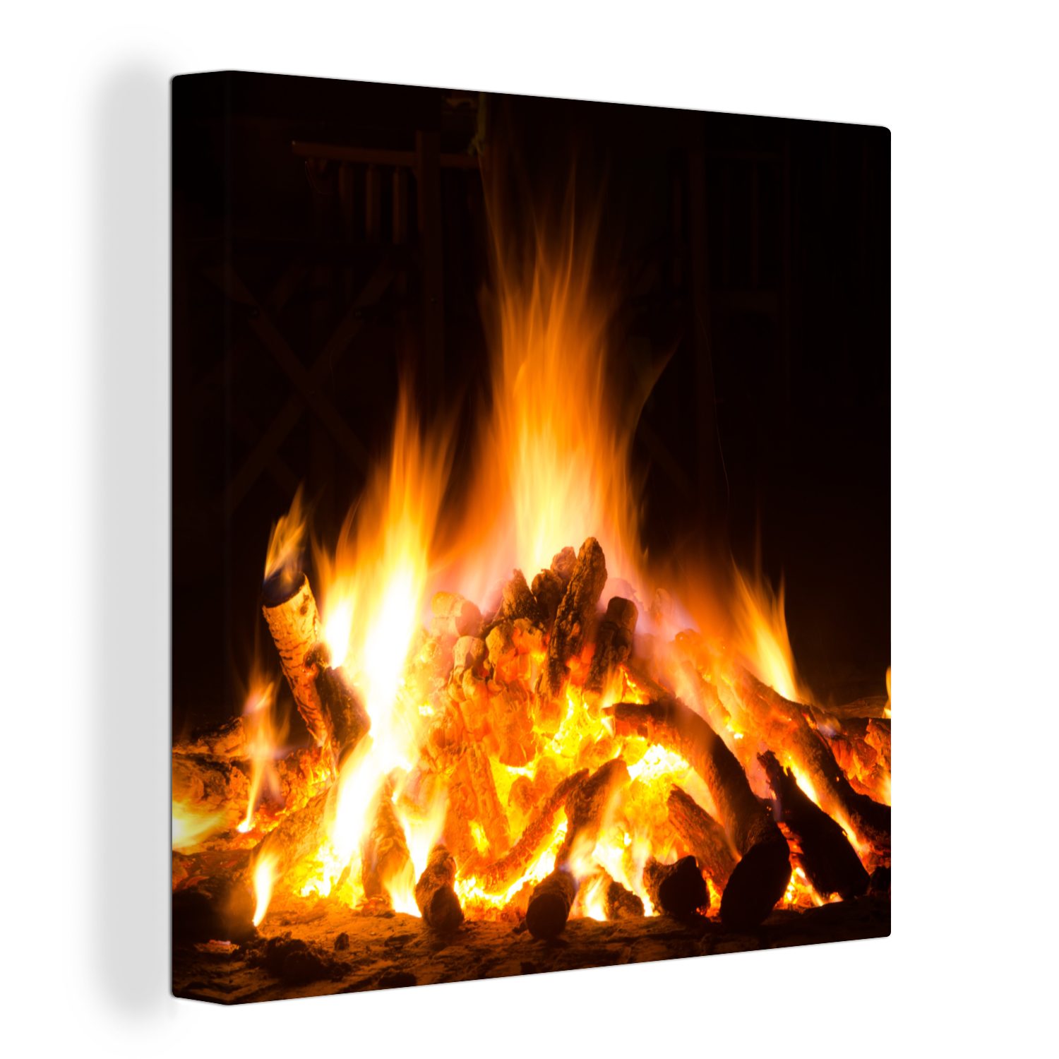 OneMillionCanvasses® Leinwandbild Kamin vor schwarzem Hintergrund, günstig online kaufen