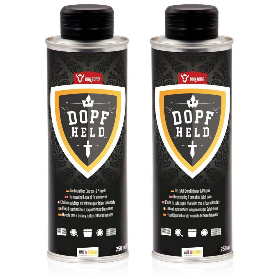 BBQ-Toro DOPFHELD Lot De 2 Huiles D'Entretien 250ml Pour Dutch Oven Et Accessoires Barbecue En Fonte - Protection Anti-Rouille