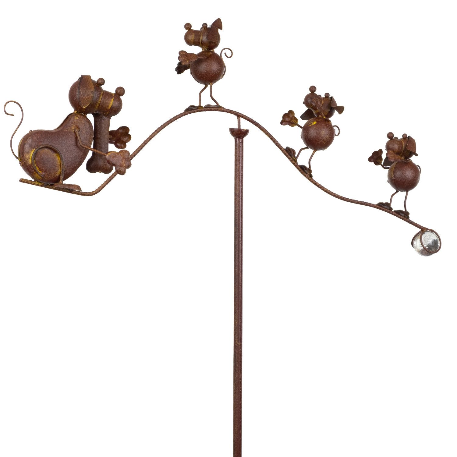 Gartenstecker Gartenstecker Hund & Mäuse Metall balancierend 166 cm