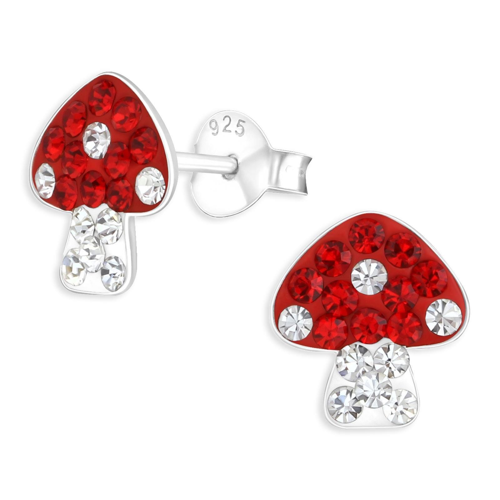 Monkimau Ohrring-Set Fliegenpilz Kinder Ohrringe aus 925 Silber, Hypoallergen