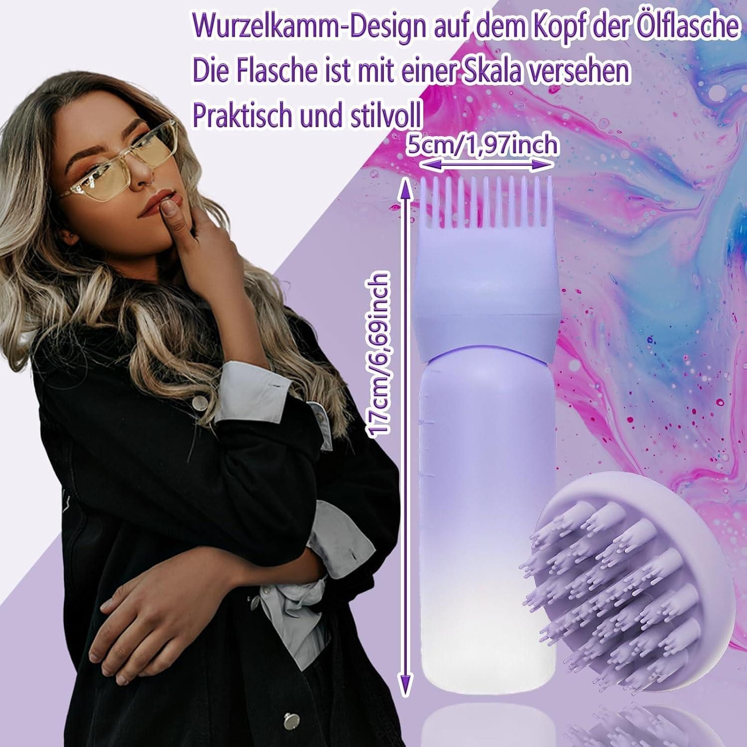 LuxusKollektion Gesichtsmassagegerät Haaröl Applikator mit Scalp Massager und Flasche, lila - Haarstyling – Bild 2 von 5