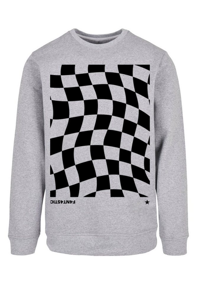 F4NT4STIC Kapuzenpullover Wavy Schach Muster Print, Basic Crewneck,  entspannter Look, Regular Fit