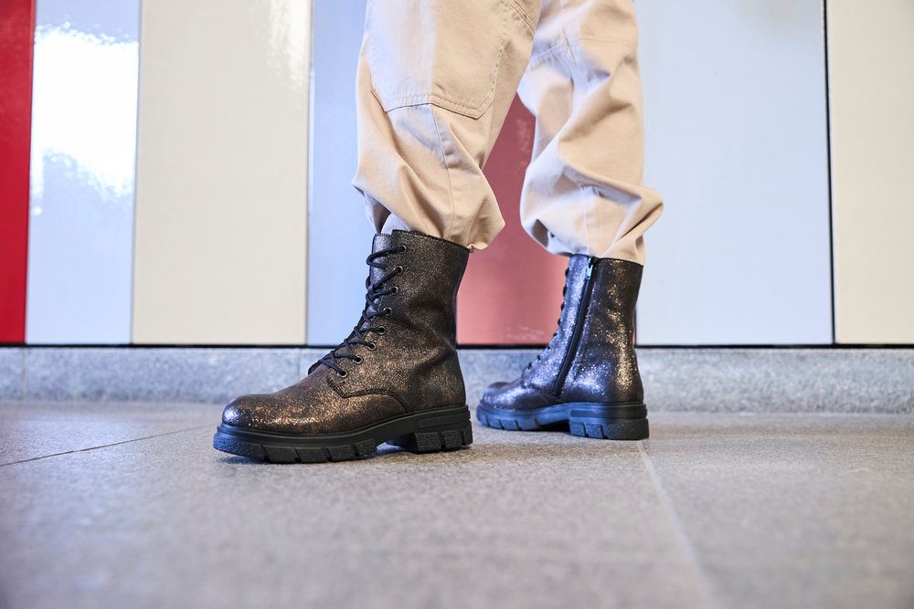 Rieker Schnürboots, Stiefelette, Blockabsatz, mit zusätzlichem Innenreißverschluss