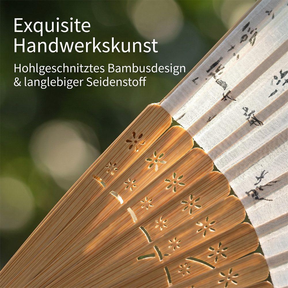 Bwecuy Handfächer Faltbare Fächer, Bambusfächer mit Quaste für Geburtstagsgeschenke, Tanzen, Cosplay, Hochzeit, Party, Requisiten-Dekoration