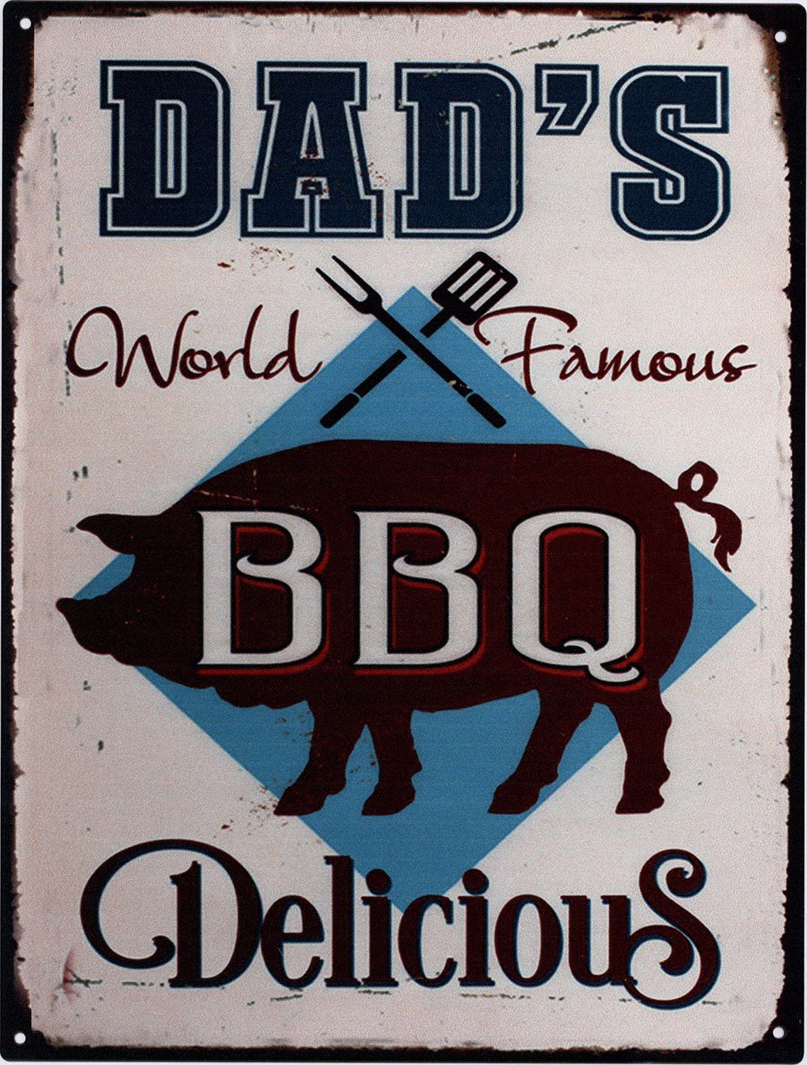 Metallschild Blechschild Dad´s BBQ Schwein