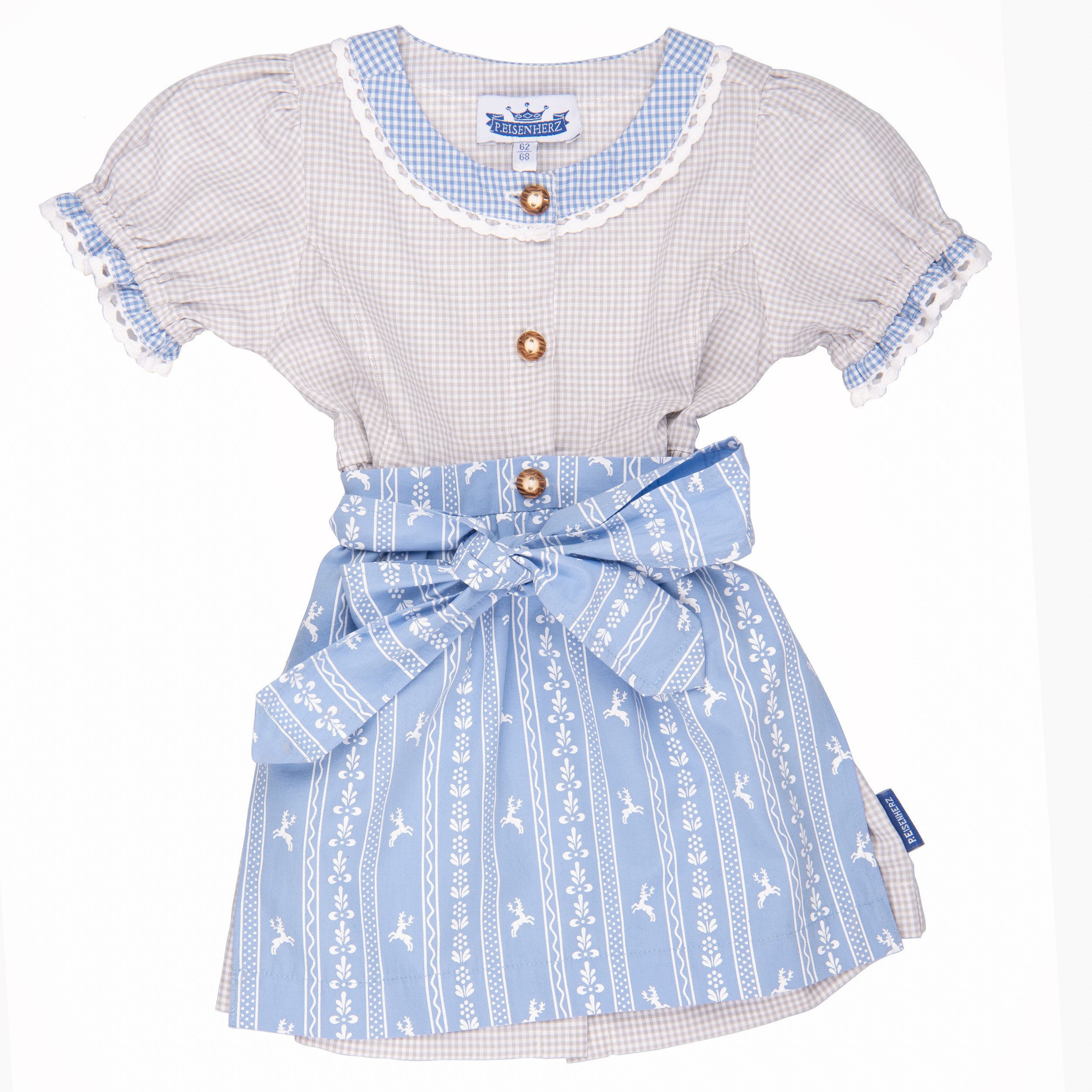 Trachtenkleid Dirndl mit Schürze, grau/blau