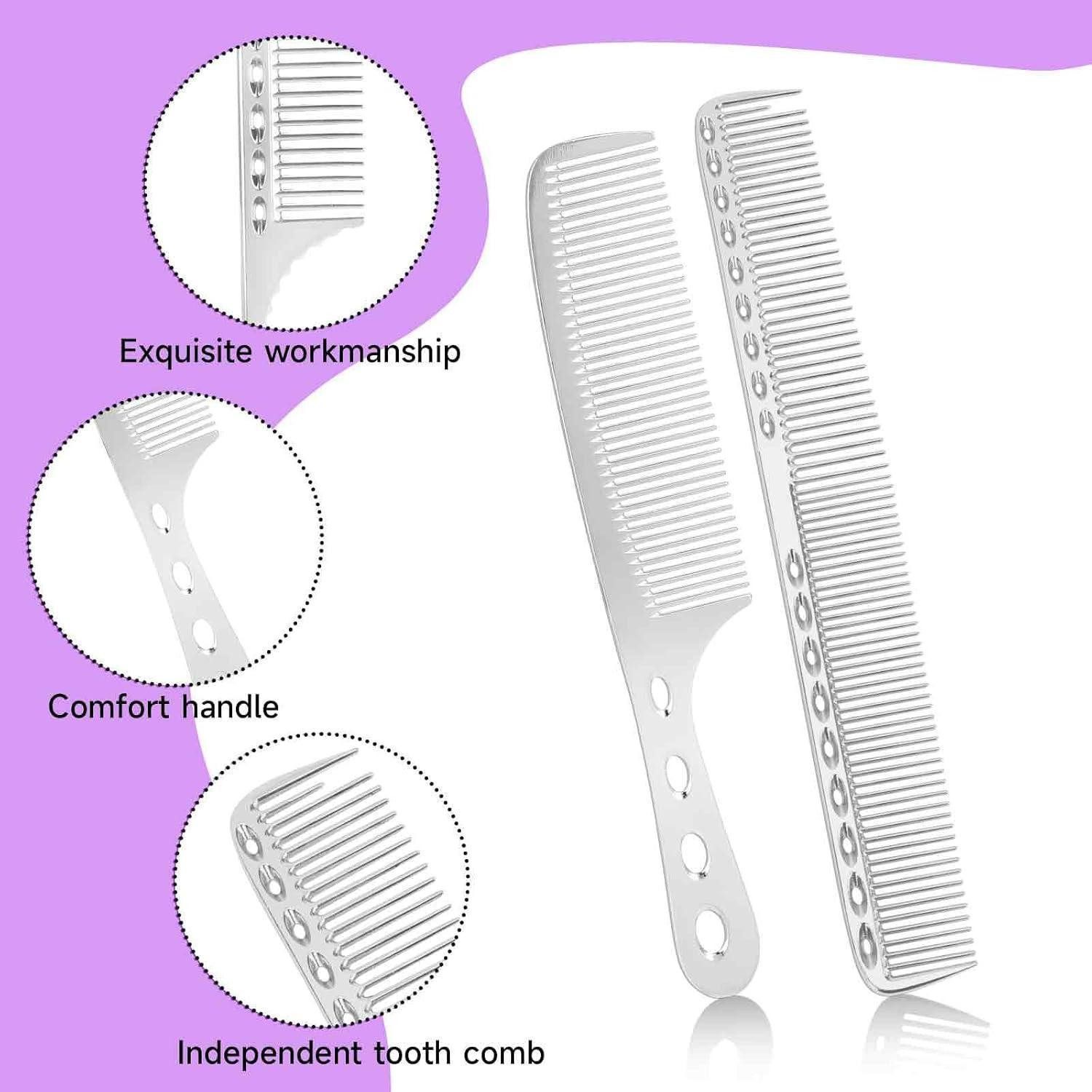 LuxusKollektion Haarkamm Aluminium Metall Haarkamm Set 4tlg. Profi Friseur Präzisionskamm