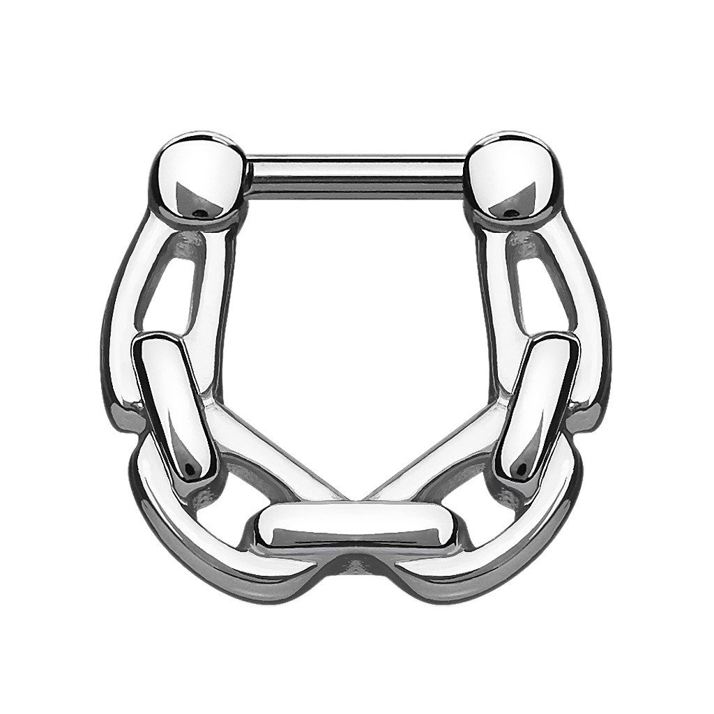 Nasenpiercing Septum Nase Piercing Clicker Ketten Style Chirurgenstahl Silber 1,2mm
