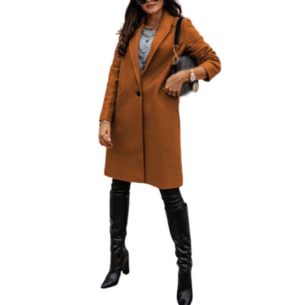 L.Ru UG Cabanjacke Damen mantel Braune lange jacke Winter mantel mit langen Ärmeln