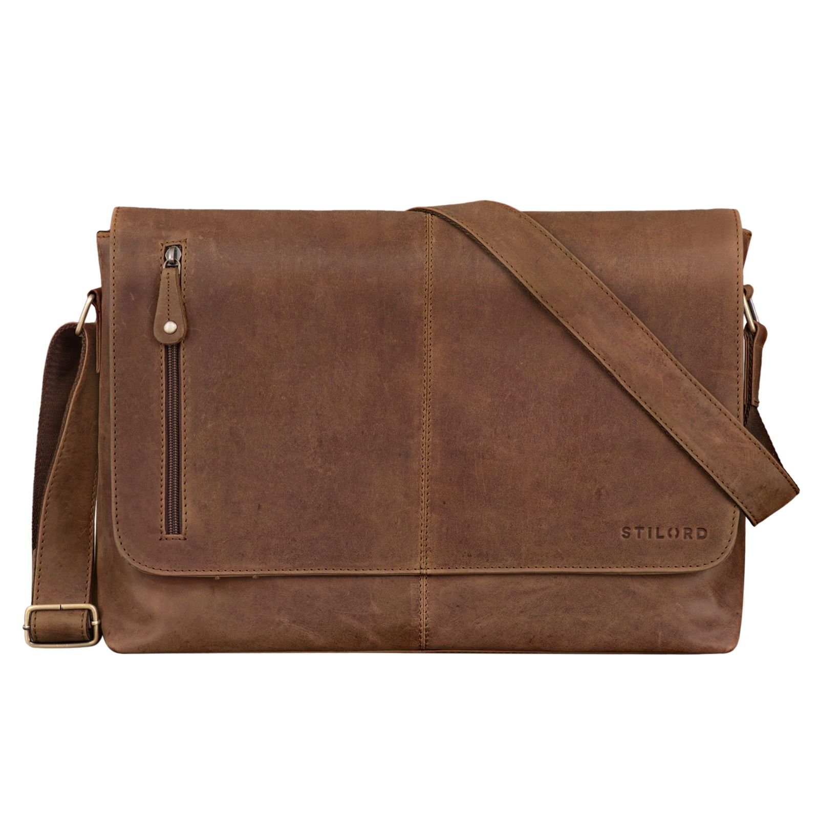 STILORD Schultertasche "Hamilton" 15 Zoll Messenger Bag Leder