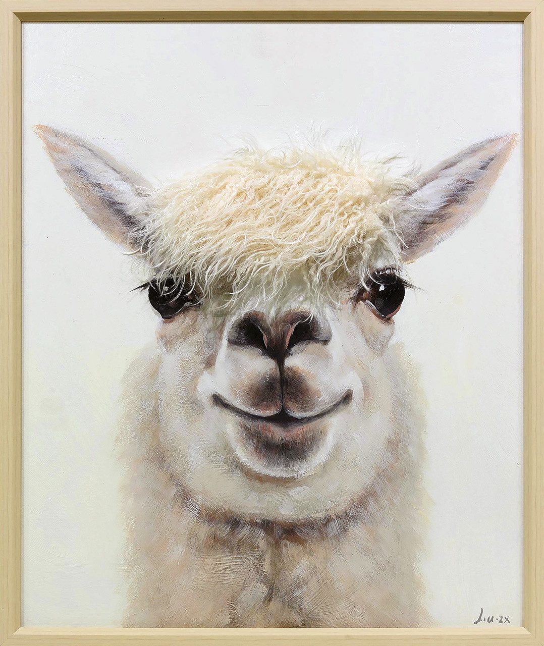 ArtUniverse Gemälde Leinwandbild Kunstfell Lama Youngster 50 x 60 cm, Tiermotiv