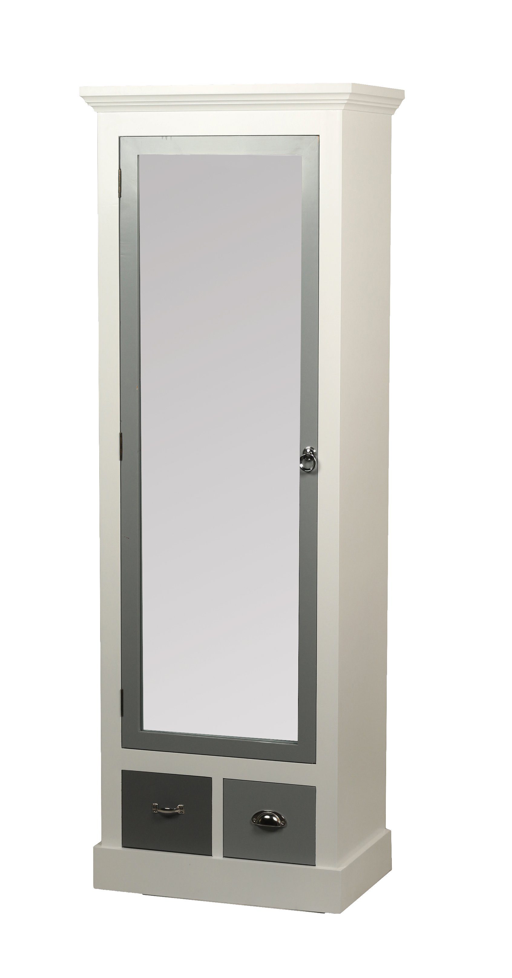 moebel-direkt-online Garderobenschrank Henrik (1-St) mit großer Spiegeltür weiß/anthrazit | Garderobenschränke