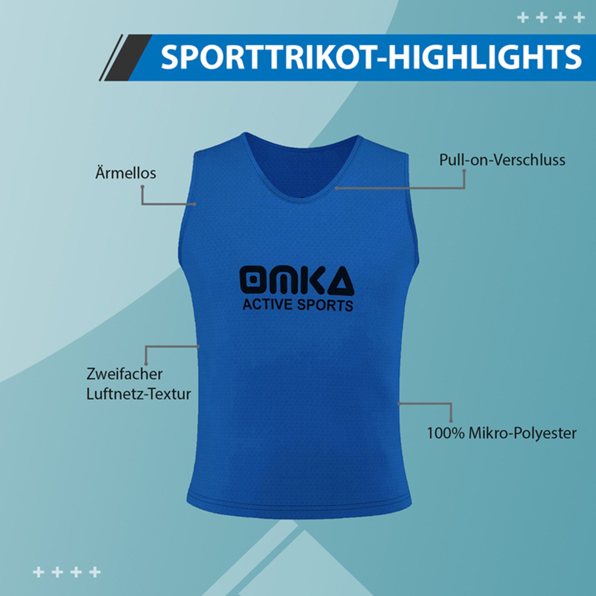 OMKA Trainingsleibchen OKLB01 12er Pack (Spar-Set, 12er-Pack) 12x OMKA Fußball Leibchen Trainingsleibchen