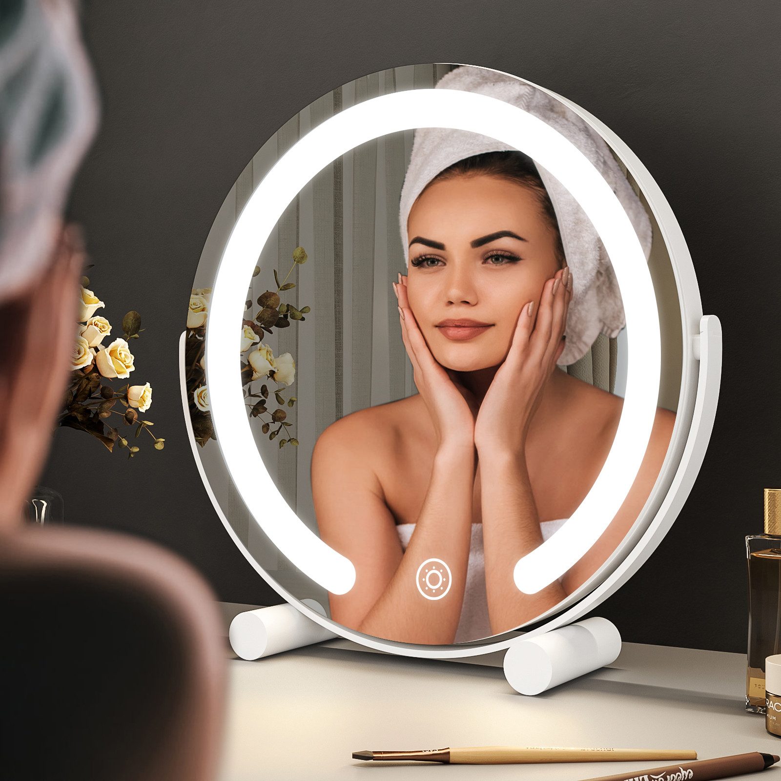 WDWRITTI Schminkspiegel mit Beleuchtung für tisch Kosmetikspiegel 3Lichtfar günstig online kaufen