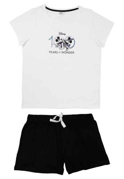 United Labels® Schlafanzug Disney Minnie Mouse Schlafanzug Damen Pyjama Kurzarm Weiß Schwarz