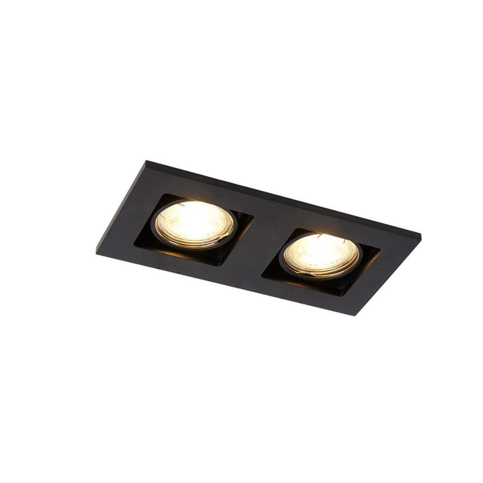 Qazqa LED Einbaustrahler Qure, ohne Leuchtmittel, Warmweiß, QAZQA Downlight, gu10, Schwarz, Aluminium, Modern