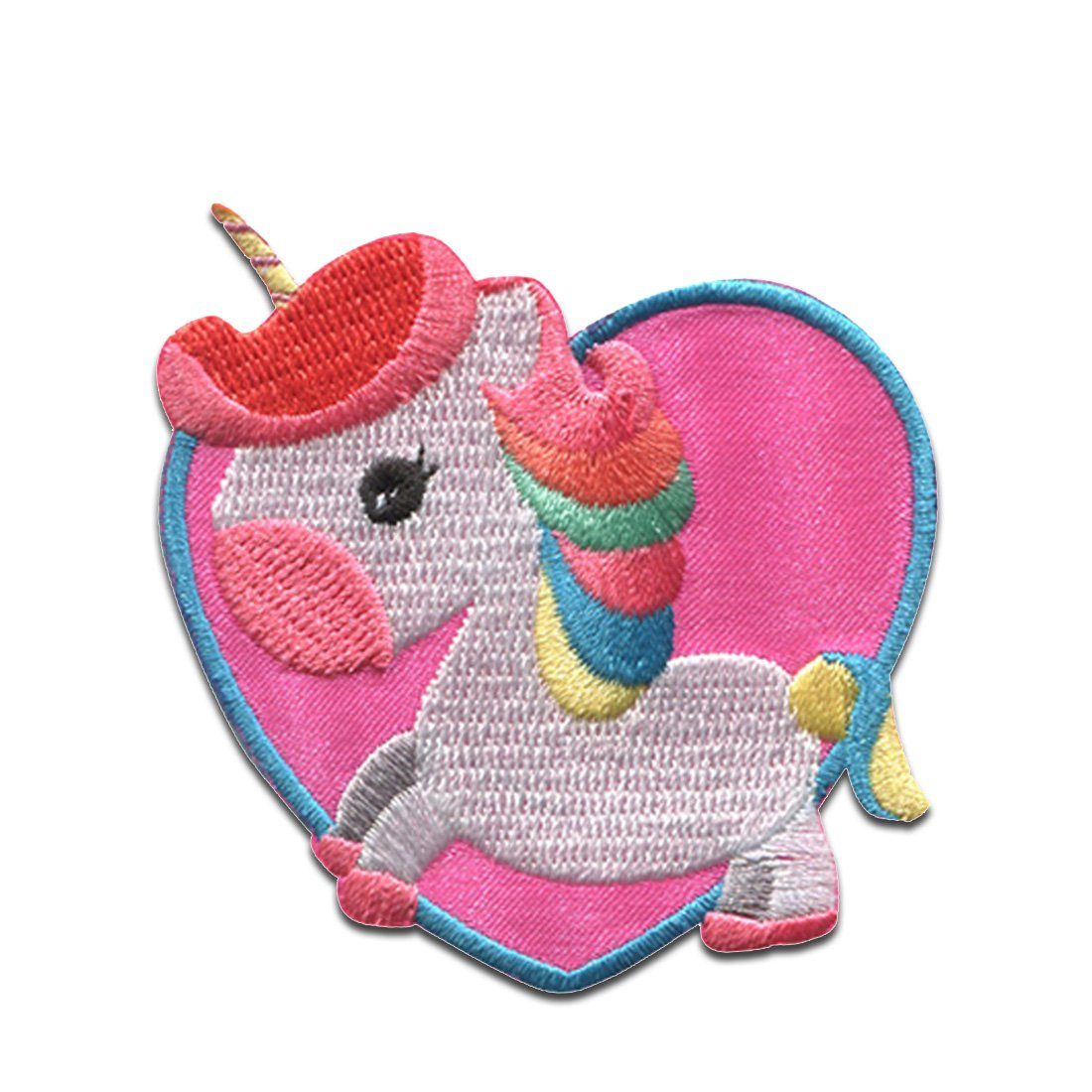 Catch the Patch Aufnäher Bügelbild, Aufbügler, Applikationen, Patches, Flicken, zum aufbügeln, Polyester, Einhorn Herz bunt Unicorns - Größe: 6,3 x 6,7 cm