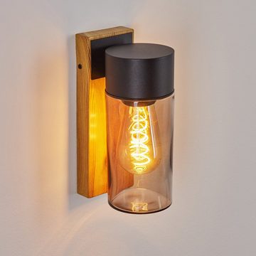 hofstein Außen-Wandleuchte »Ronchena« moderne Außenlampe in Schwarz/Holzoptik/Braun/Rauchfarben, ohne Leuchtmittel
