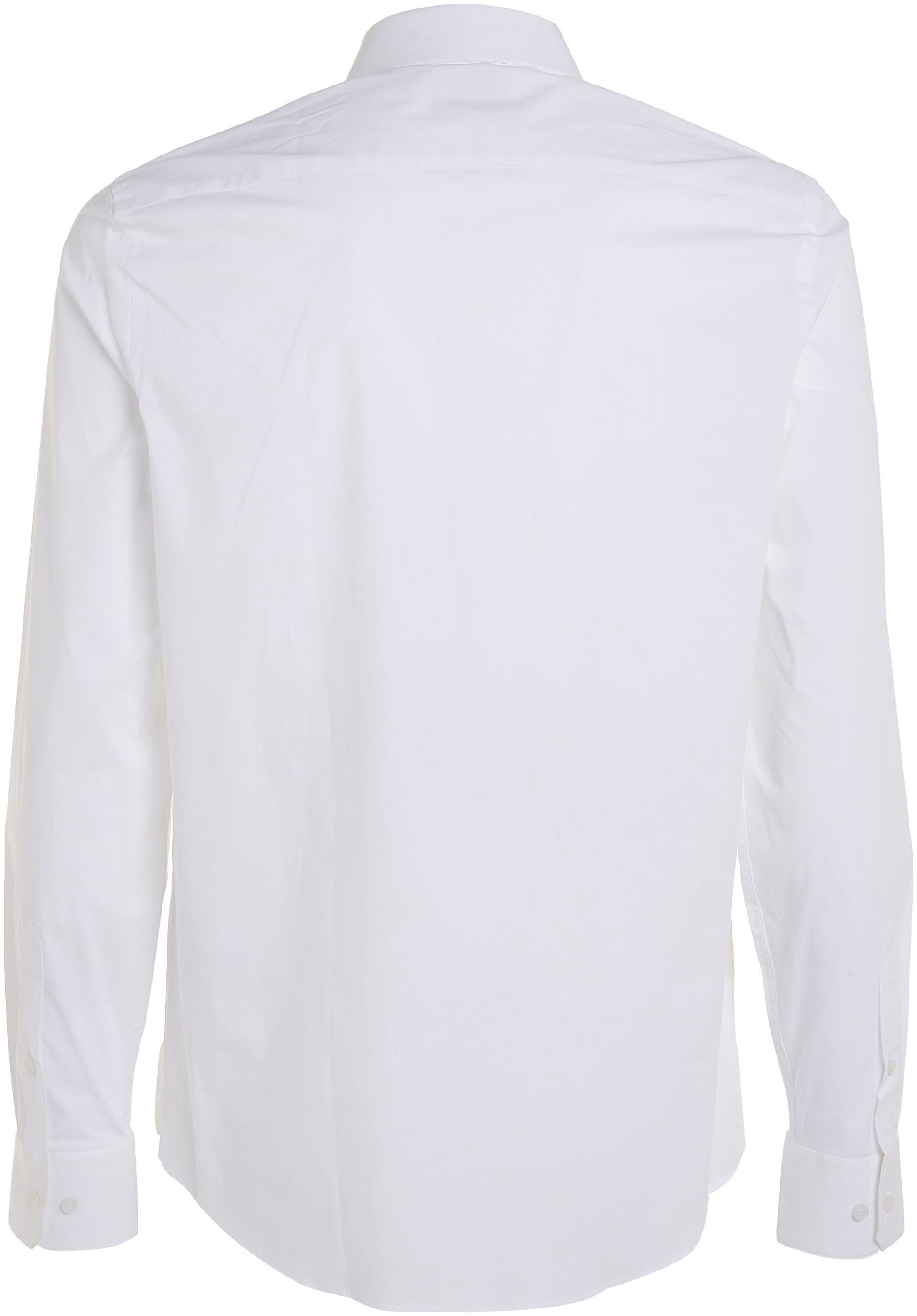Brust Klein Klein SHIRT STRETCH der Calvin POPLIN Logo Calvin white mit bright Businesshemd auf SLIM