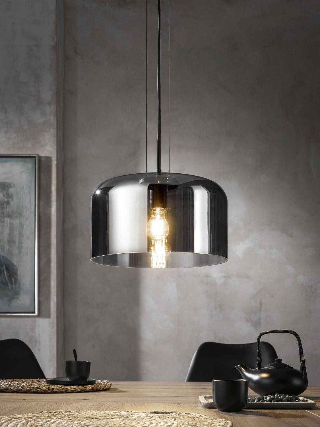 casa NOVA Pendelleuchte MIDNIGHT, Schwarz, Rauchglas, günstig online kaufen