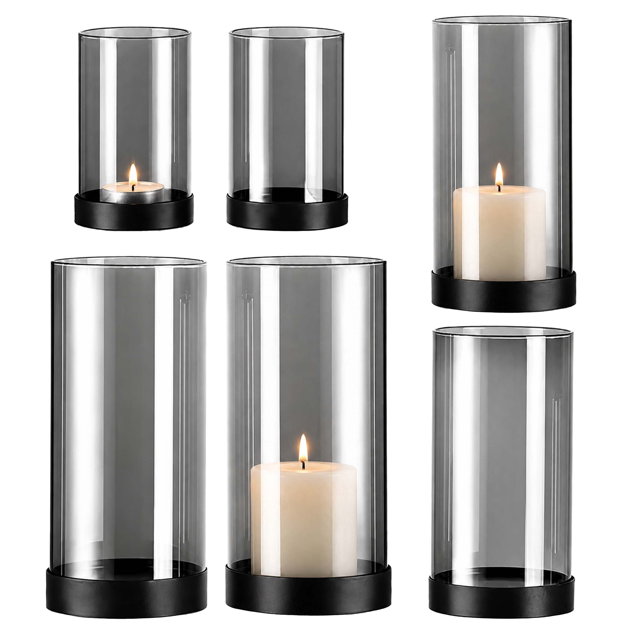relaxdays Windlicht Rauchglas im 6er Set mit Fuß (6 St)