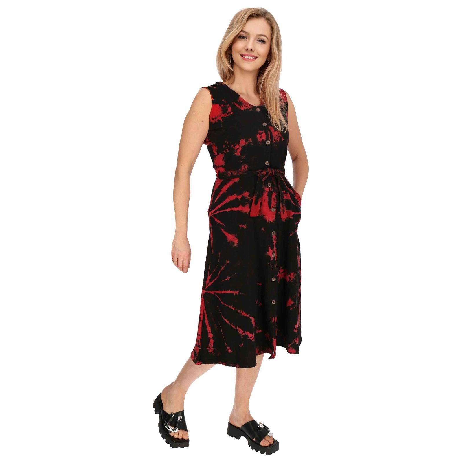 KUNST UND MAGIE Sommerkleid Kleid Batik Sommerkleid Baumwoll Kleid Boho Ibiza Hippie Tie Dye
