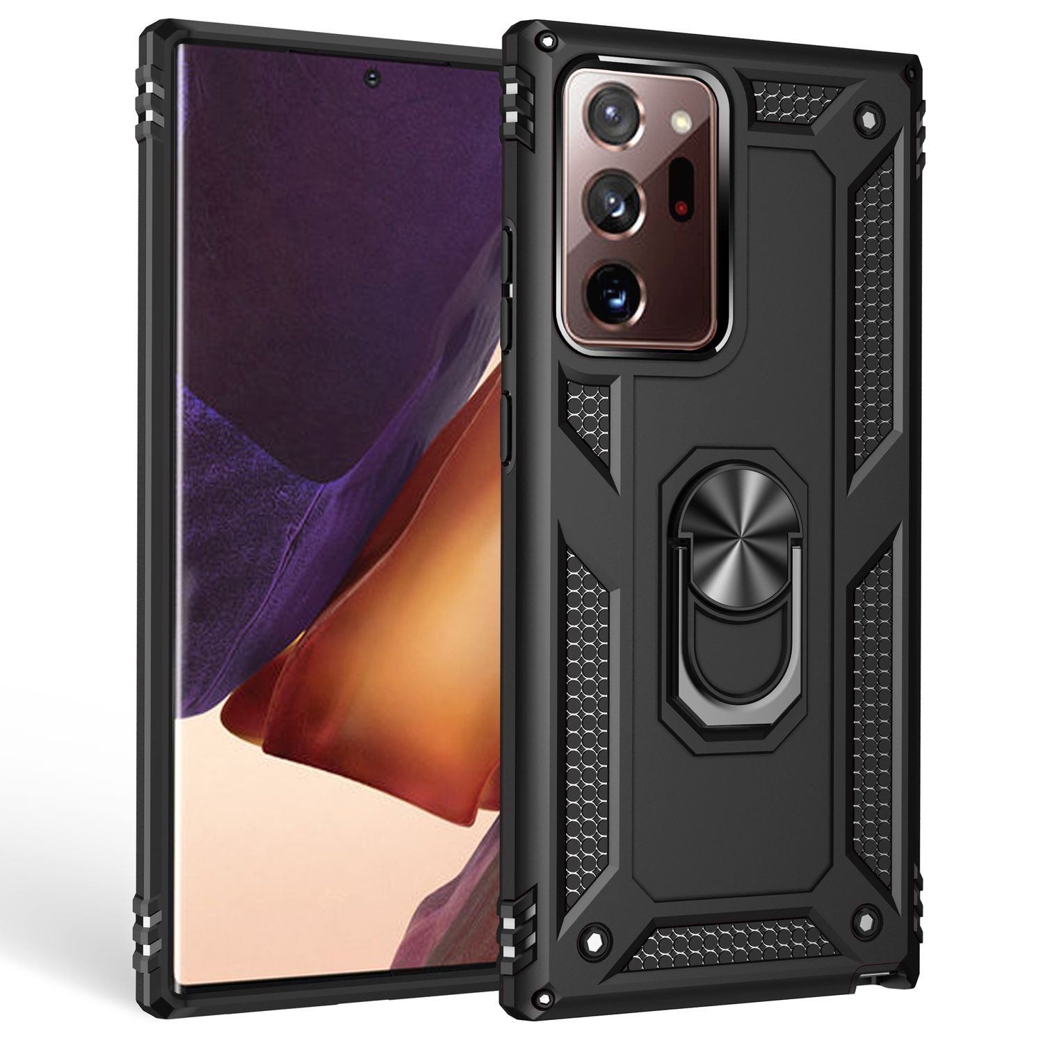 Nalia Smartphone-Hülle Samsung Galaxy Note 20 Ultra 17,5 cm (6,9 Zoll), Outdoor Military Style Hülle mit Ring / Extrem Schützend / Panzer Case