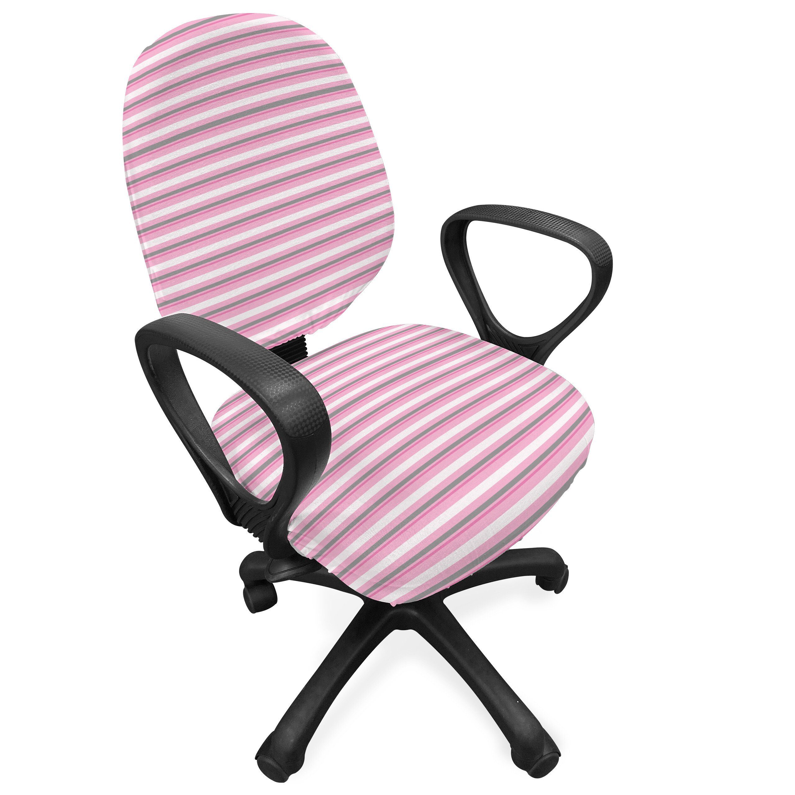 Bürostuhlhusse dekorative Schutzhülle aus Stretchgewebe, Abakuhaus, Geometrisch Pink Tones Stripes