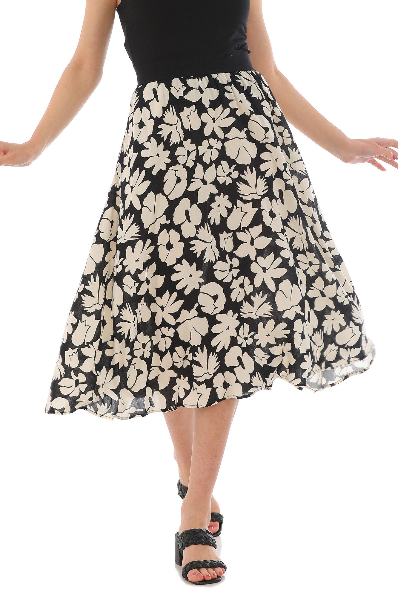 Maxirock Floral-Ombre 3D-Print – Leichter Damen Sommerrock, elegant & fließend