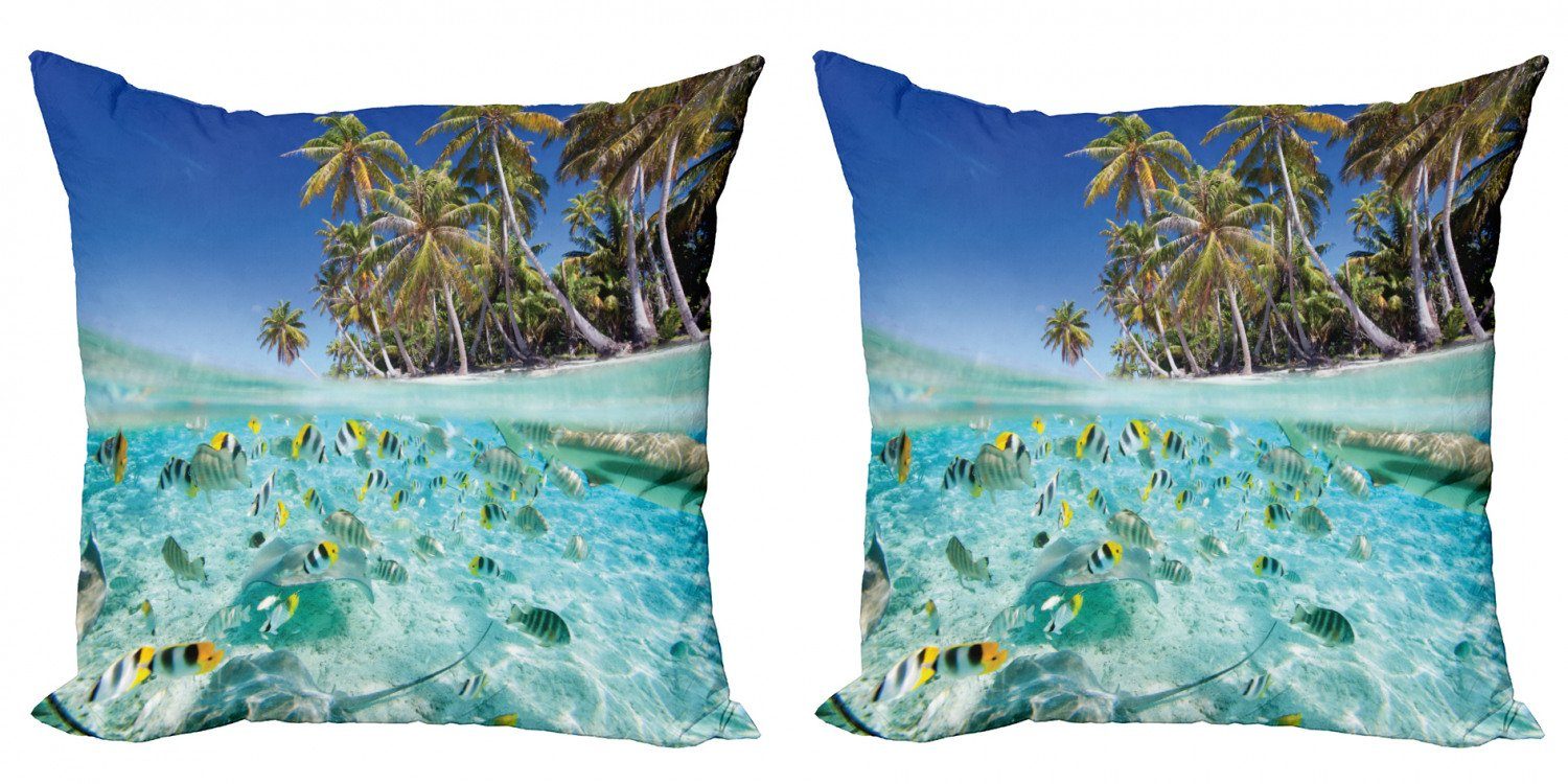 Kissenbezüge Modern Accent Doppelseitiger Digitaldruck, Abakuhaus (2 Stück), Unterwasser- Falter Ocean Palm