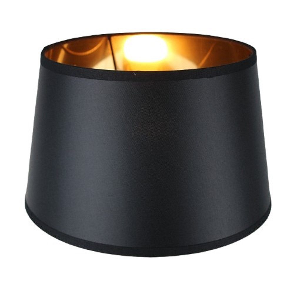 AMBIENTE-LEBENSART.DE Lampenschirm Designer-Lampenschirm-Schwarz-rund-konische Form Ø 25cm innen Gold