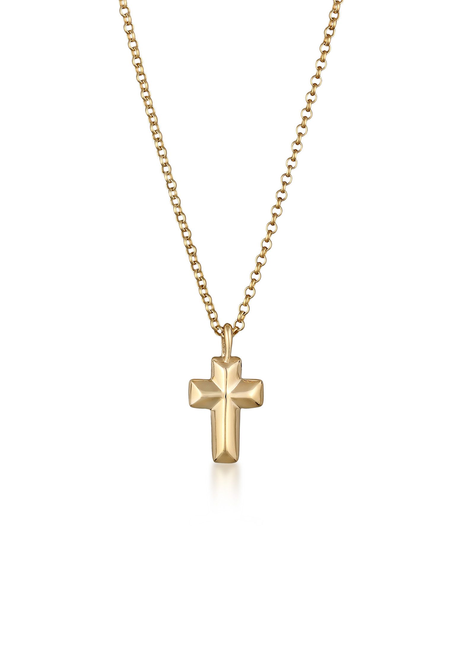 Kuzzoi Kette mit Anhänger Kreuz Anhänger 375 Gelbgold