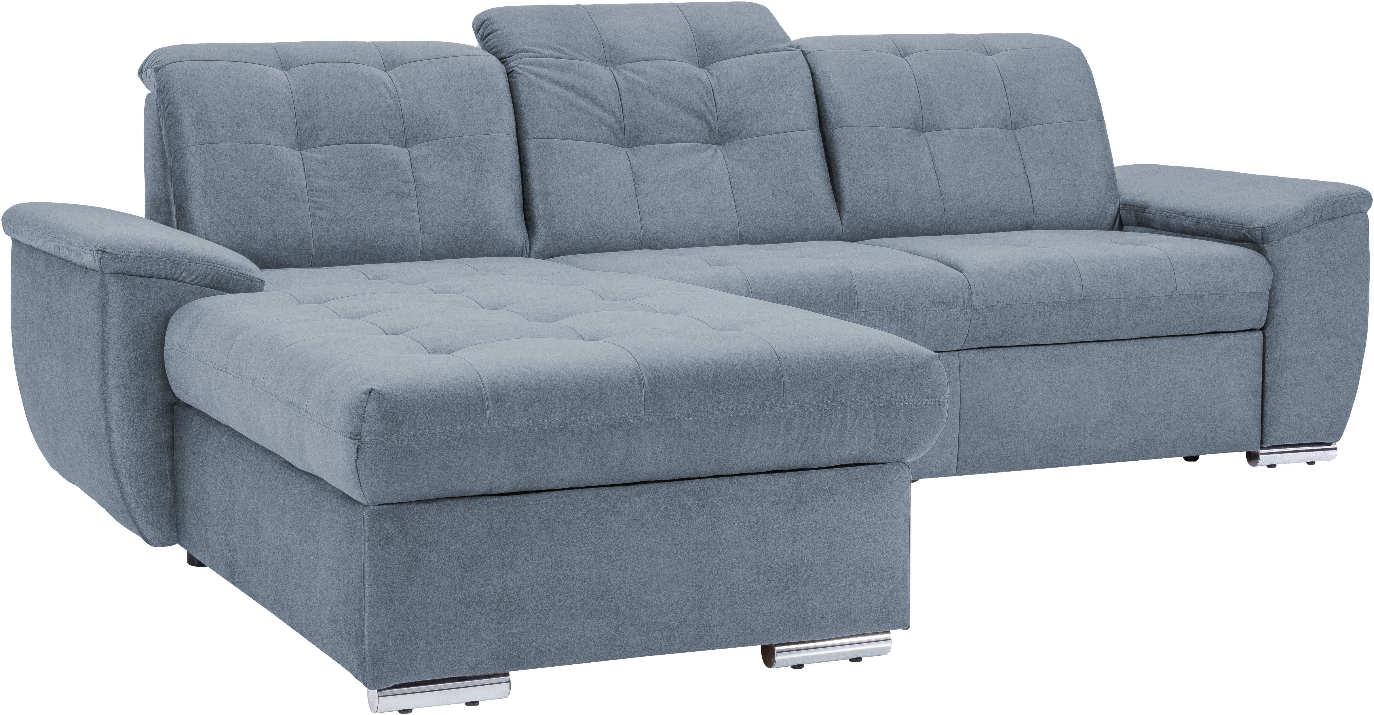 exxpo - sofa fashion Ecksofa Derby Inkl. Kopfteilverstellung, wahlw. Bett & Bettkasten, L-Form, EXTRA an Komfort zum Relaxen, Entspannen und Wohlfühlen