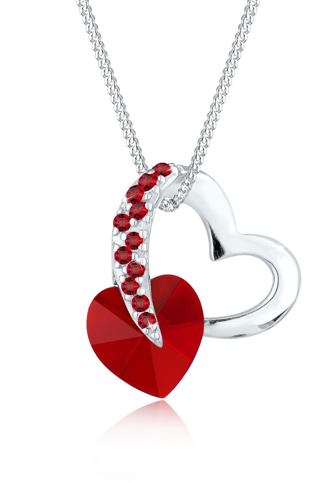 Elli Kette mit Anhänger Herz Anhänger 925 Silber, mit Kristallen von Swarovski®, Herz