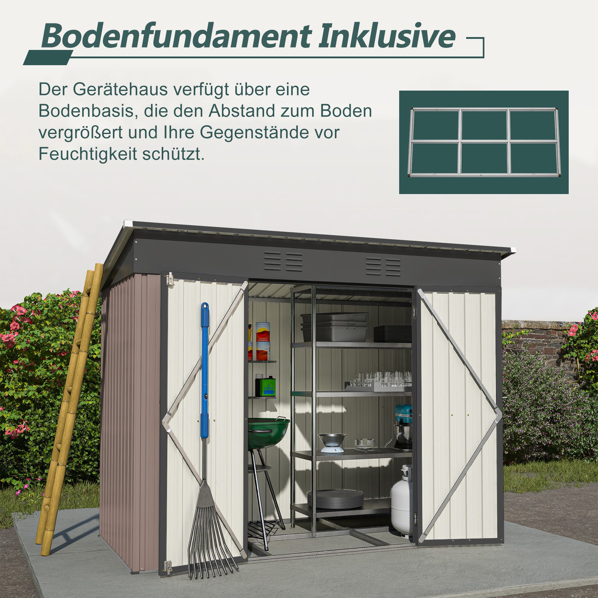 Gotagee Gerätehaus 8x4 FT Metall Gerätehaus günstig online kaufen