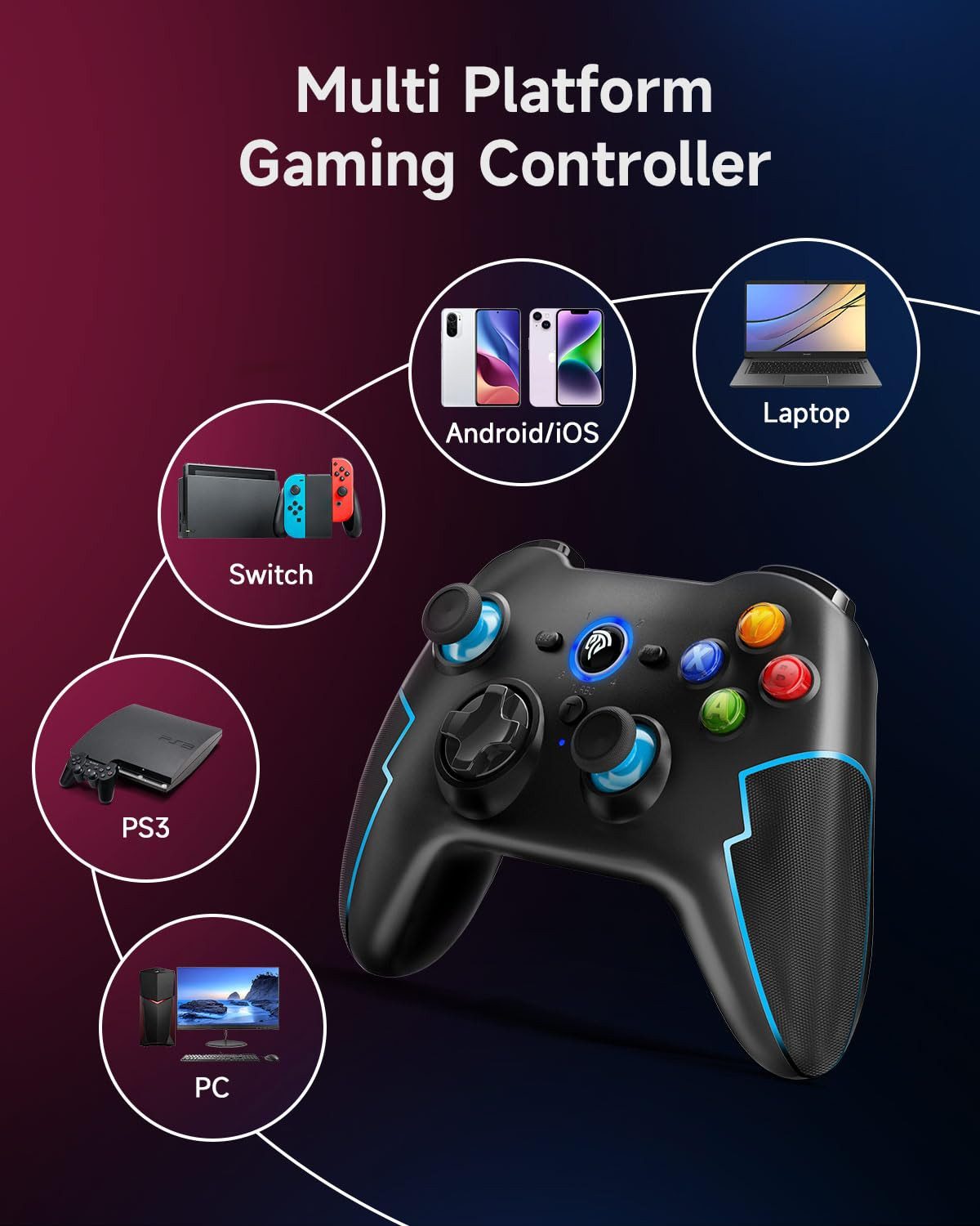 Novzep Wireless PC Controller Bluetooth Hall-Trigger&Dual Vibration&Turbo Gaming-Controller (TURBO FUNKTION/ Bluetooth, 2,4 GHz & Kabel)