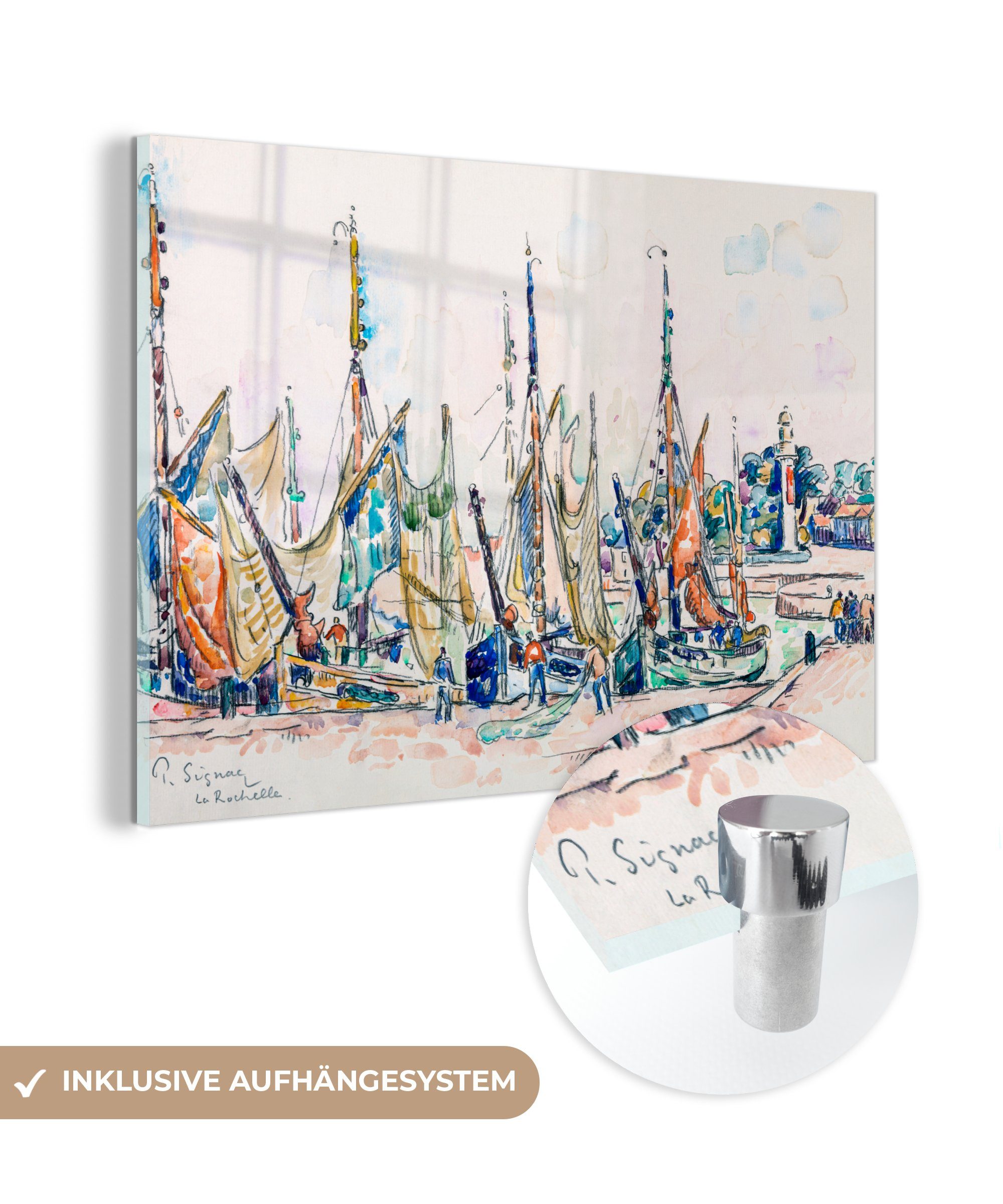 MuchoWow Acrylglasbild La Rochelle - Gemälde von Paul Signac, (1 St), Acrylglasbilder Wohnzimmer & Schlafzimmer
