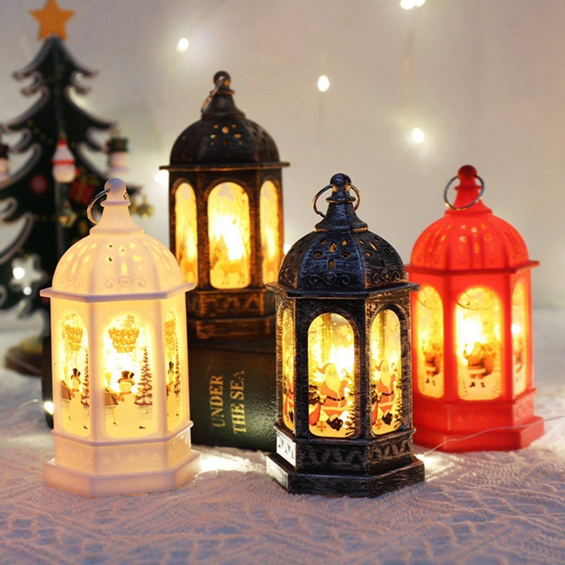 DAYUT Christbaumschmuck Weihnachtsdekoration, 4 Stück leuchtende Weihnachts-Öl-Lampen (4-tlg)