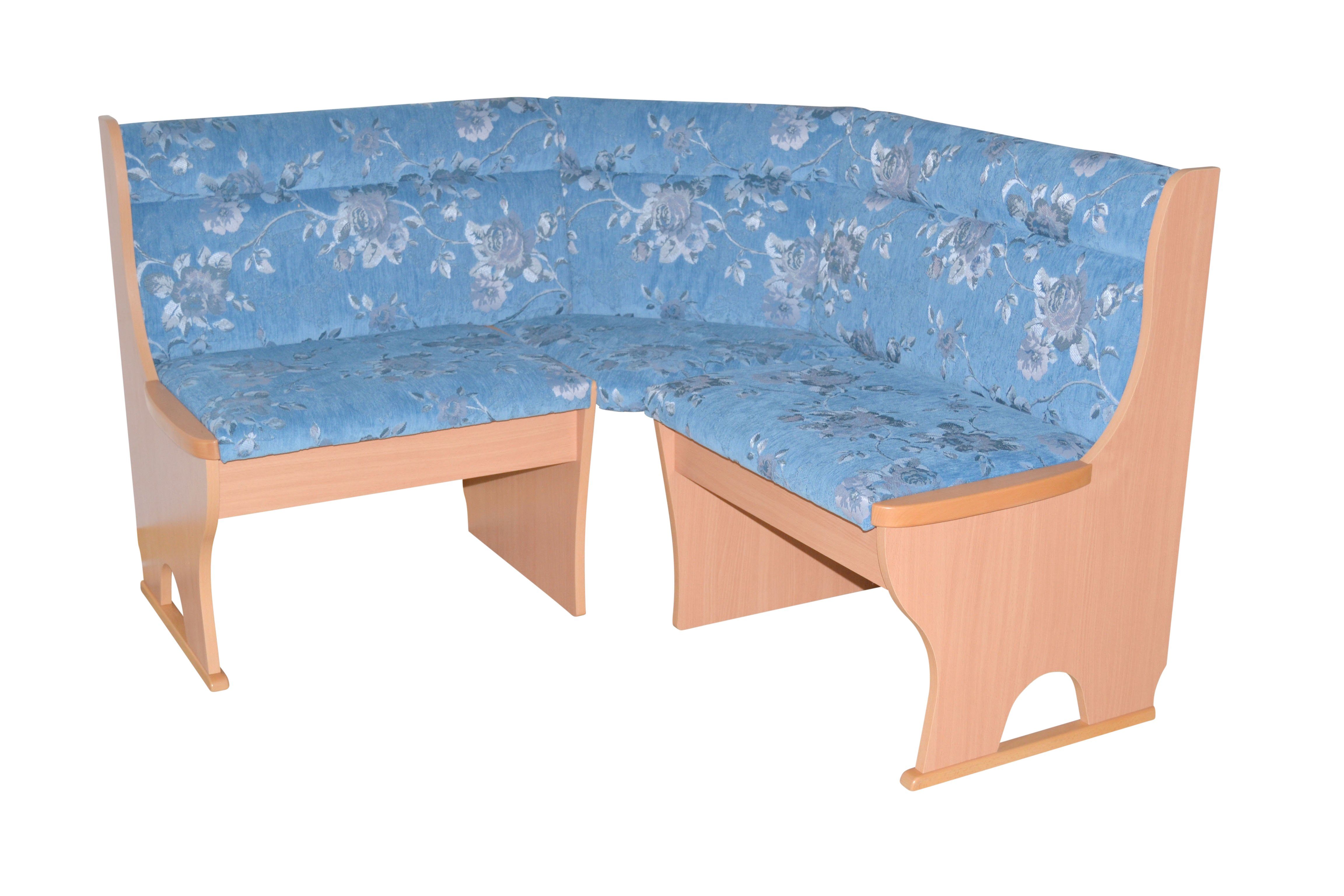 Sitzflächen, Eckbank Stauraumfunktion cm) unter Buche-Nachbildung (Mit | Anja moebel-direkt-online den Stellfläche 125x125 blau