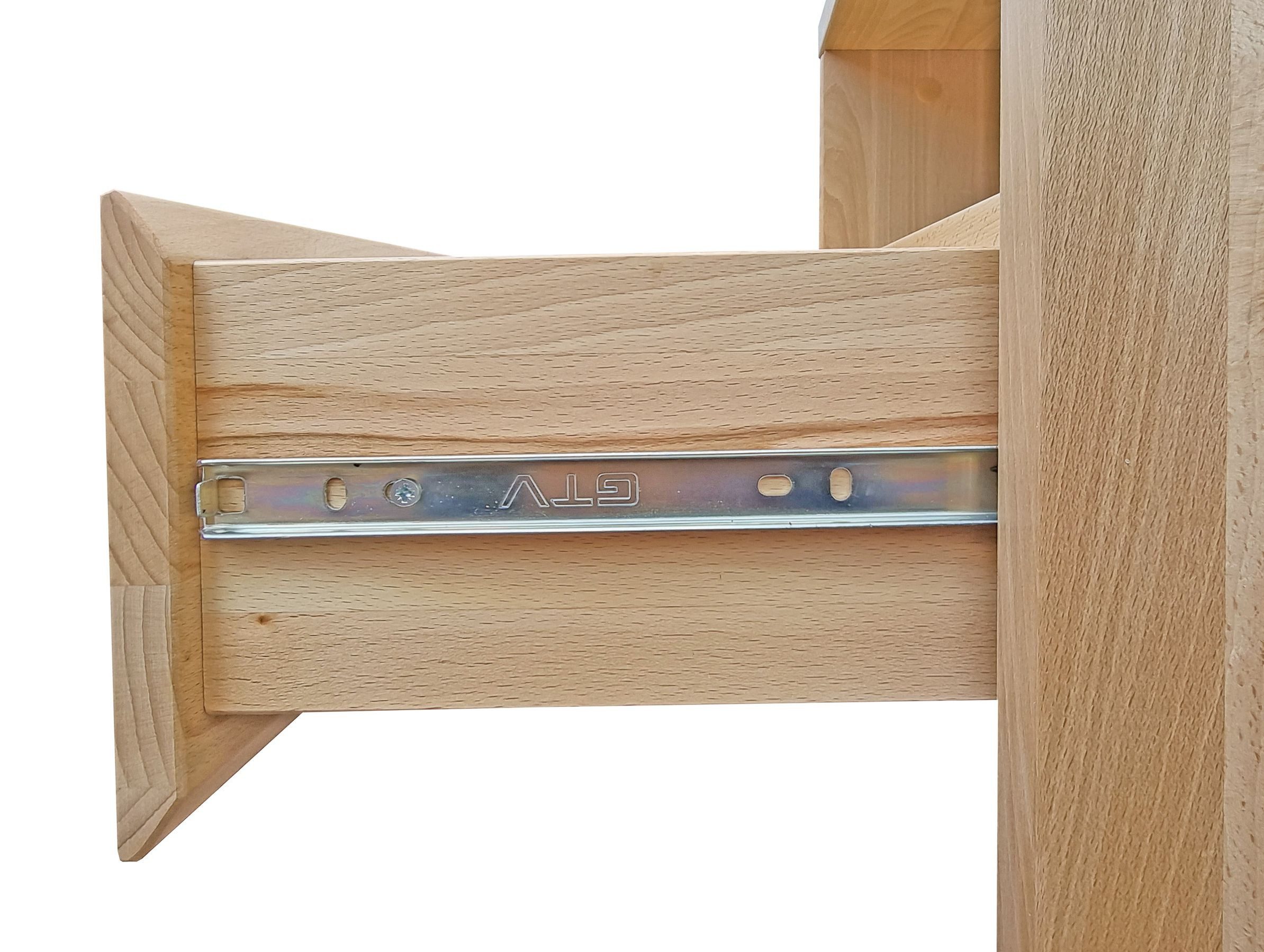 ERST-HOLZ Nachtkommode Nachttisch Buche Nachtkästchen Bettkommode mit Schublade, 90.20-K42- Nachttisch Buche farblos lackiert-Schublade unten – Bild 5 von 5