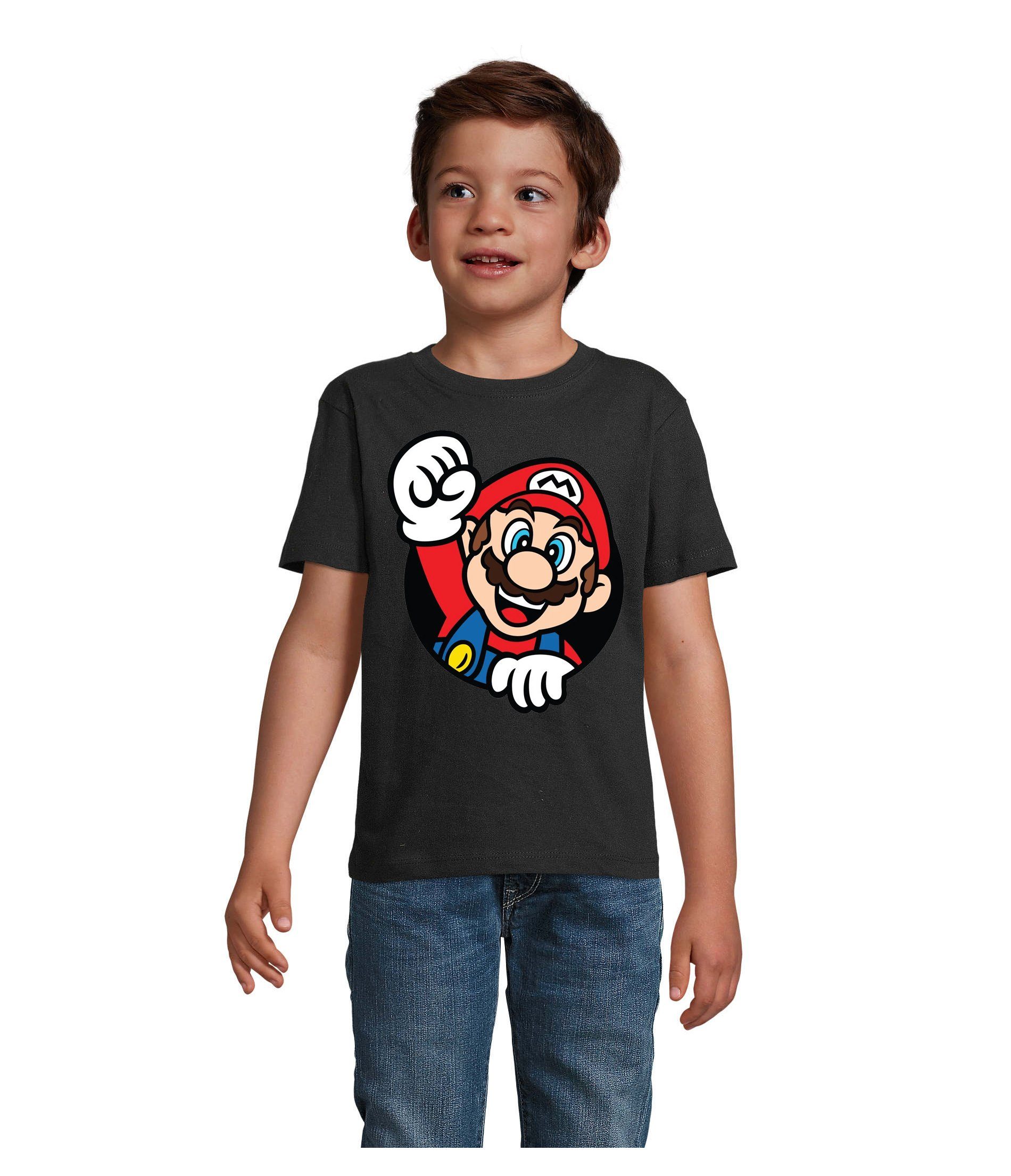 Blondie & Brownie T-Shirt Kinder Super Mario Faust Nerd Konsole Gaming Spiel Nintendo Konsole Schwarz