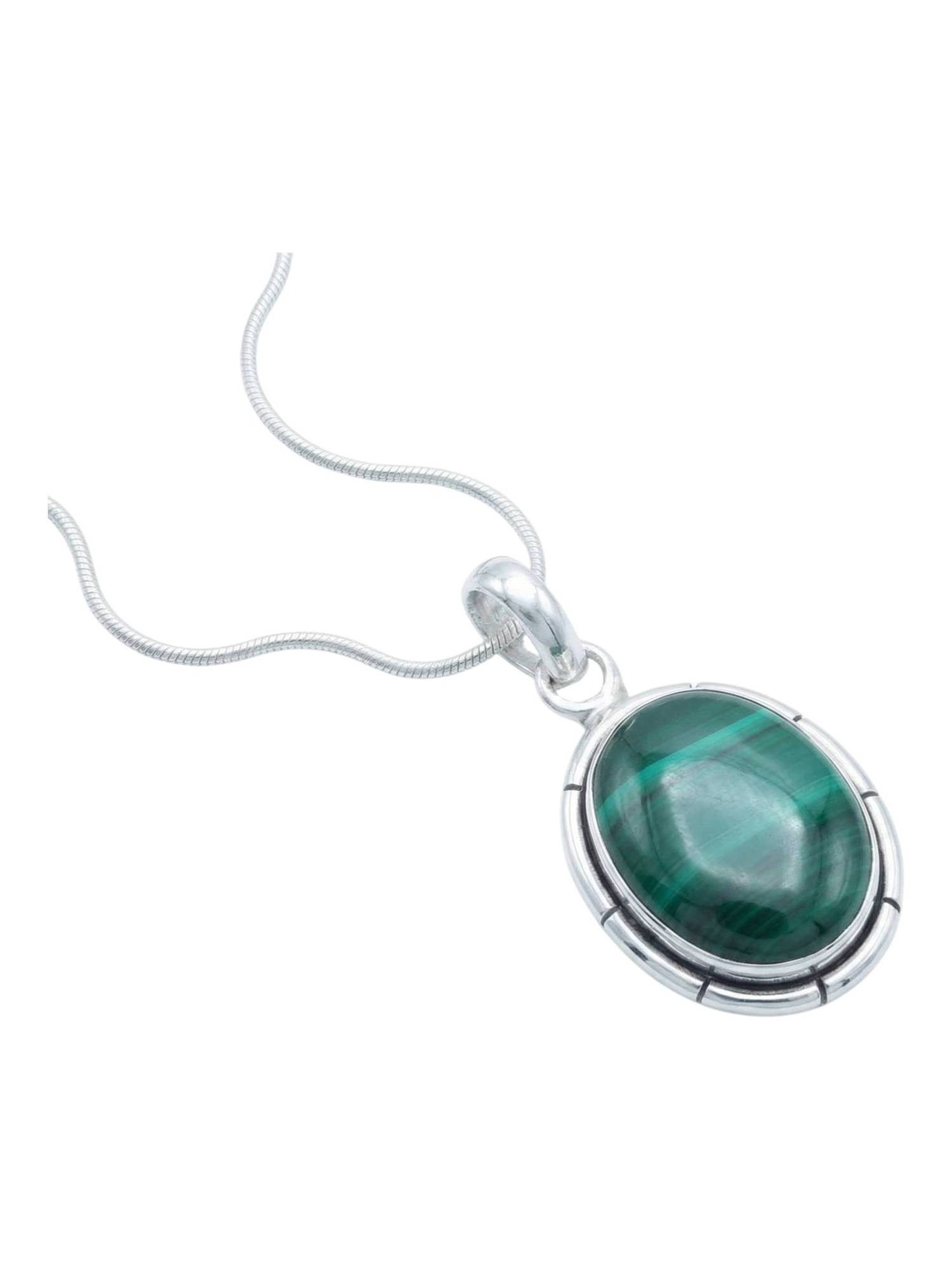 Kette mit Anhänger DAMIRA aus 925 Silber mit Malachit