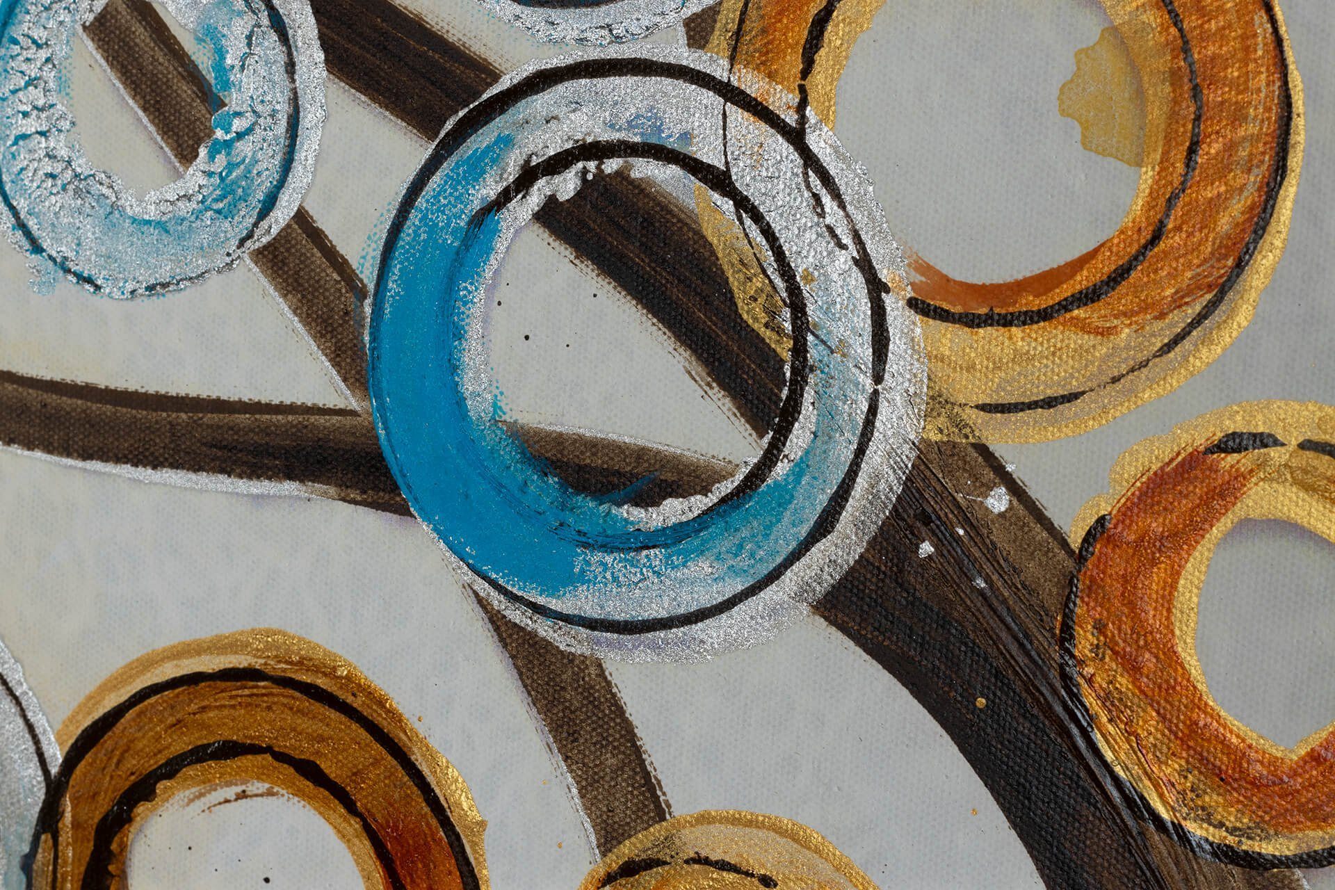 Gemälde Leinwandbild HANDGEMALT cm, 140x70 Herbstblues Wohnzimmer 100% KUNSTLOFT Wandbild